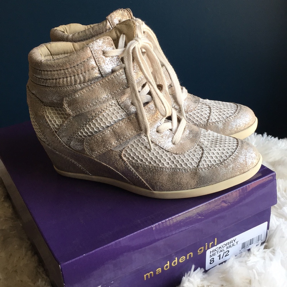 Madden Girl high top sneakers, wedge lift sz 8.5